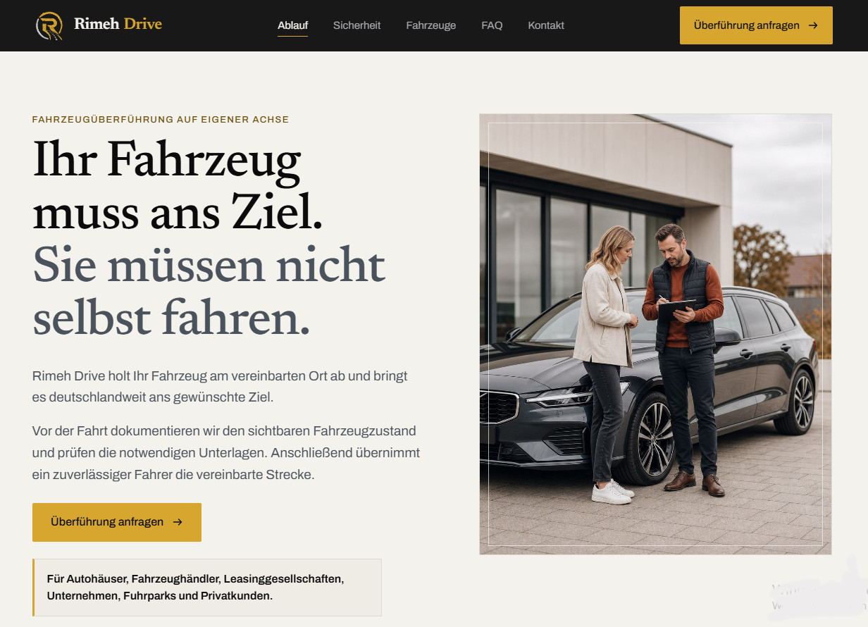 Website und digitaler Markenauftritt von Rimeh Drive