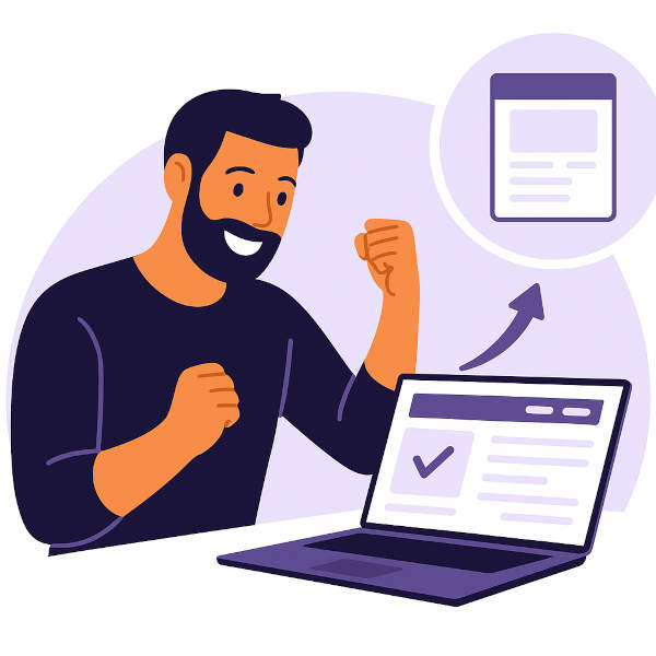 Unternehmer mit neuem Webdesign